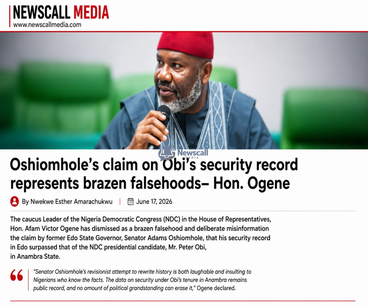 Oshiomhole's claim on Obi's security record represents brazen falsehoods -Hon. Ogene